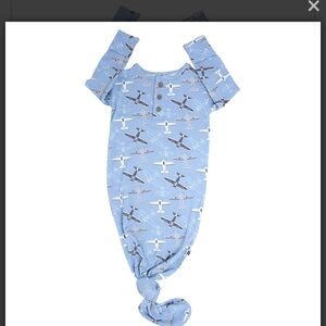 Sweet Bamboo Blue Airplane Print Baby Gown